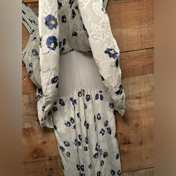 🌻 Derek Lam 10 Crosby Silk Tiered Midi Dress Lt Gray Women's sz 2 Floral Wedding - Picture 9 of 10